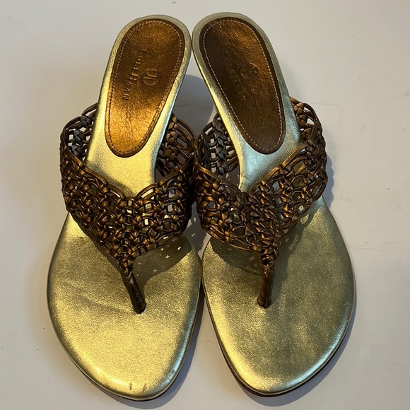 Cole Haan Shoes - Cole Haan Gold Kitten Heels Sandals‎ Size 8
